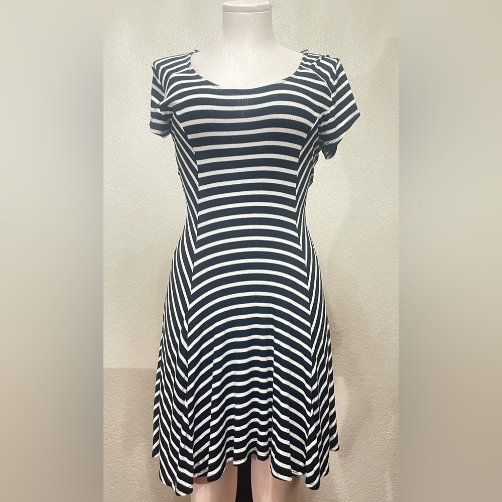 Striped optical illusion dress